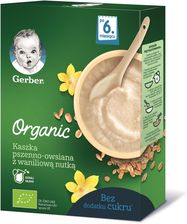 Gerber Organic Kaszka Pszenno Owsiana Z Waniliową Nutką dla niemowląt po 6 Miesiącu 240g - Kaszki dla dzieci