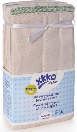 Xkko Składane Pieluchy Organic Natural Premium 6 Sztuk