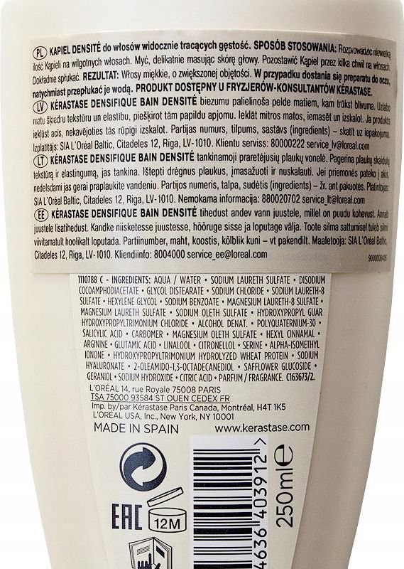 Kerastase Bain Densite szampon do włosów tracących gęstość z kwasem hialuronowym 250ml - zdjęcie 2 Kerastase Bain Densite szampon do włosów tracących gęstość z kwasem hialuronowym 250ml