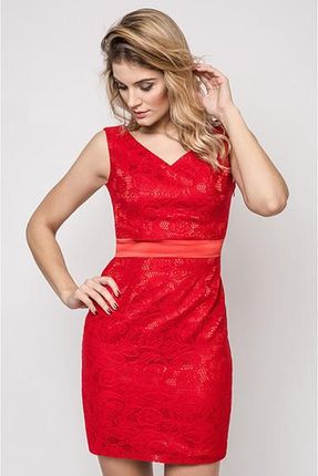 Vera Fashion Sukienka Vanda w kolorze czerwonym z koronką