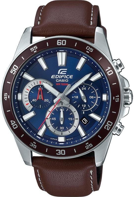 Casio Edifice EFV 570L 2AVUEF Zegarki Męskie Ceny i Zegarek męski Casio Edifice na brązowym pasku EFV 570L