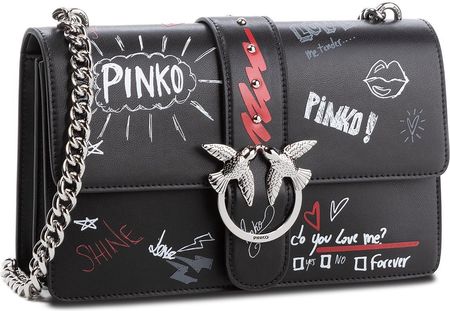 Torebka PINKO Love Graffiti AI 18-19 PLTT 1P2193 Y52L  Nero/Bianco/Rosso ZF6 Ceny i opinie