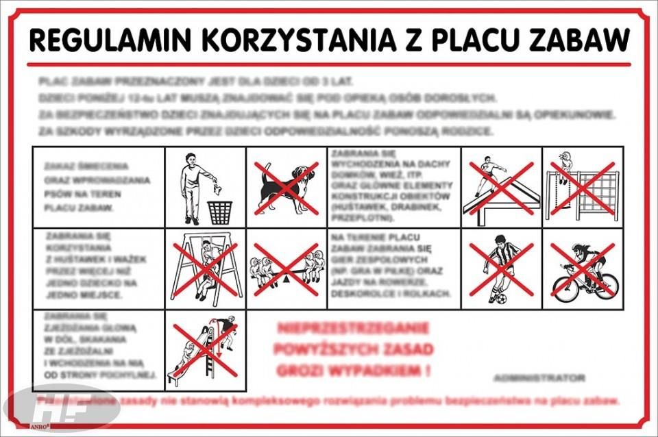 Anro Instrukcja Bhp I Ppoż Regulamin Korzystania Z Placu Zabaw 330X500 ...