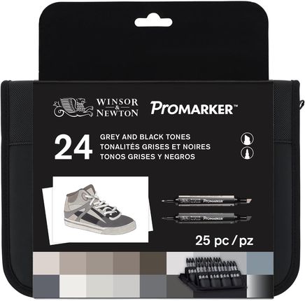 Winsor & Newton Promarker 24 Black And Grey Wallet Set