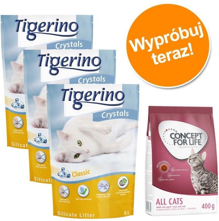 Tigerino Crystals All Cats 10+ 3X5L + Concept For Life 400G Ceny i