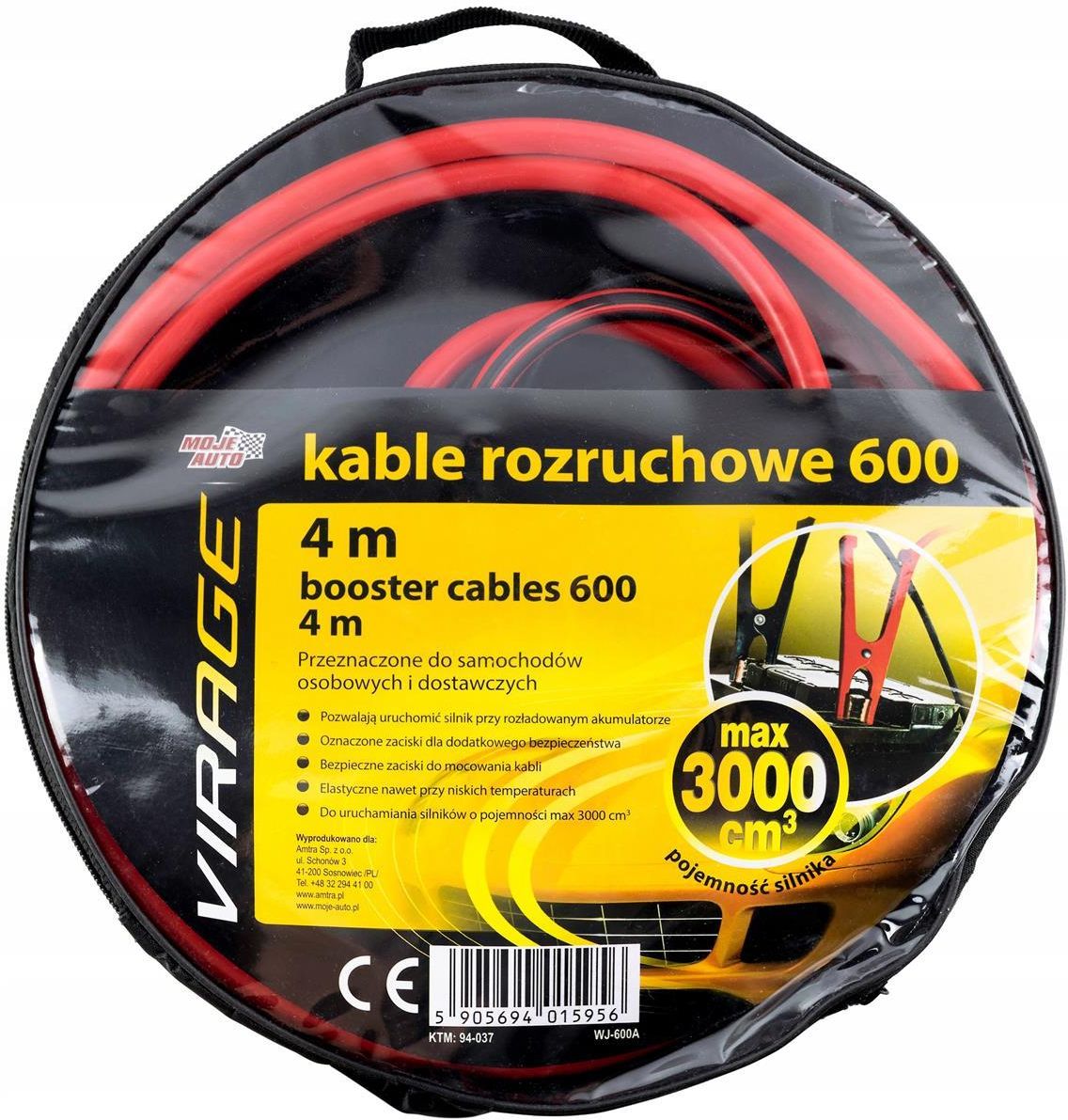 VIRAGE Przewody rozruchowe 600A 4,0m 94-037 - zdjęcie 2 VIRAGE Przewody rozruchowe 600A 4,0m 94-037