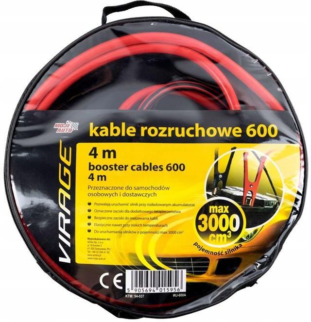 VIRAGE Przewody rozruchowe 600A 4,0m 94-037