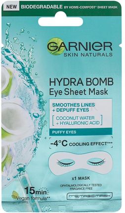 Garnier Skin Naturals Hydra Bomb Maska na tkaninie pod oczy wygładzająca zmarszczki z wodą kokosową 6 g