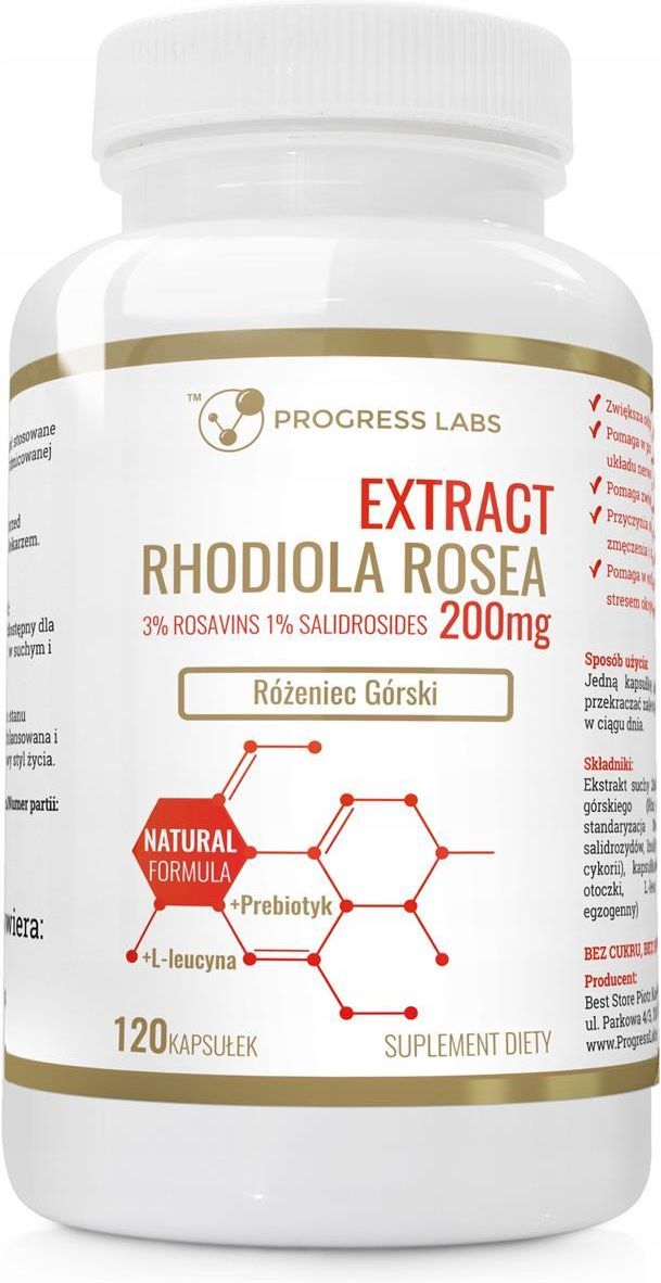 Progress Labs Extract Rhodiola Rosea 200mg Różeniec Górski 120 Kaps