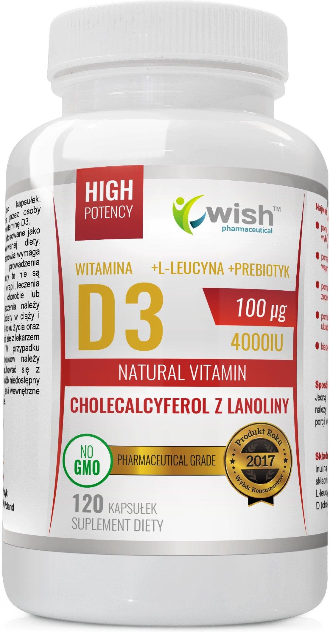 Wish Natural Vitaminn Cholecalcyferol Z Lanoliny Witamina D3 120 Kaps Opinie I Ceny Na Ceneopl