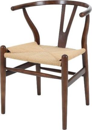 King Home Krzesło Wishbone Ciemny Brąz Drewno Bukowe Naturalne Włókno