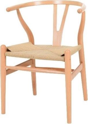 King Home Krzesło Wishbone Natural Drewno Bukowe Naturalne Włókno