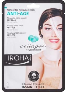 Iroha Anti Age Collagen bawełniana maska na twarz i szyję z kolagenem i kwasem hialuronowym