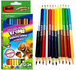 Zdjęcie St Majewski Kredki Dwustronne 12/24Kol. Trójkątne 18Cm + Temperówka - Krzepice