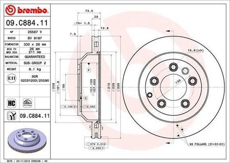 BREMBO Tarcza hamulcowa - 09.C884.11