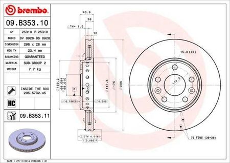 BREMBO Tarcza hamulcowa - 09.B353.11