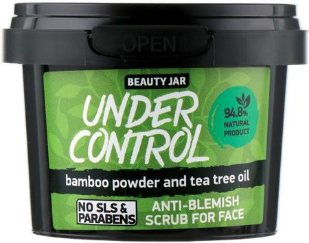BEAUTY JAR Scrub do twarzy przeciw wypryskom z olejem z drzewa herbacianego i proszkiem bambusowym UNDER CONTROL 120g