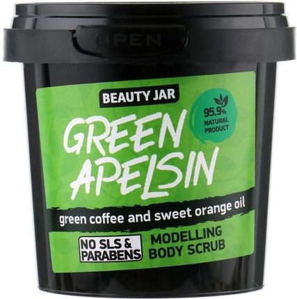 BEAUTY JAR Modelujący scrub do ciała Ekstrakt zielonej kawy i olejek pomarańczowy GREEN APELSIN 200g