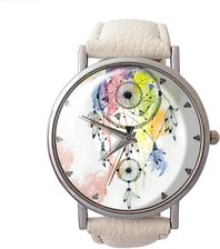 Skórzany zegarek z dużą tarczą Łapacz snów - Zegarki na rękę handmade