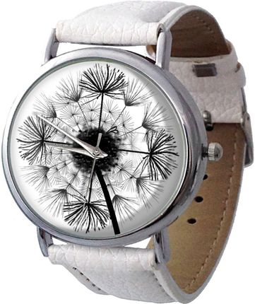 Skórzany zegarek z dużą tarczą Dmuchawiec