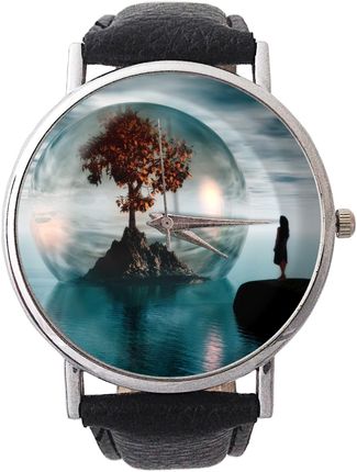 Skórzany zegarek z dużą tarczą Drzewo życia