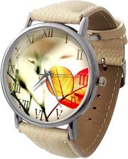 Skórzany zegarek z dużą tarczą Jesienny liść - Zegarki na rękę handmade