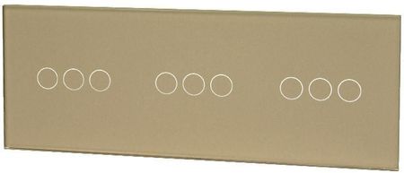 Touchme Panel Duży 86x228mm Szklany 3xPrzycisk Podtrójny Złoty Tm703703703G 
