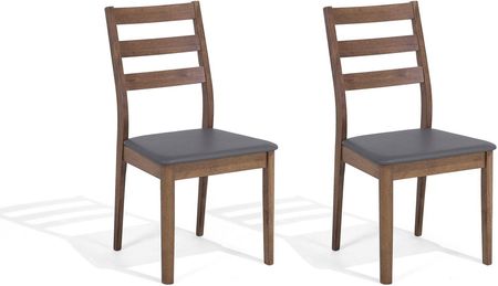 Beliani Zestaw 2 krzeseł do jadalni drewno kauczukowe szary brązowy Modesto