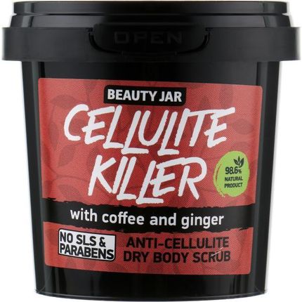 Beauty Jar cellulite killer Antycellulitowy suchy peeling do ciała z kawą i proszkiem z korzenia imbiru 200g