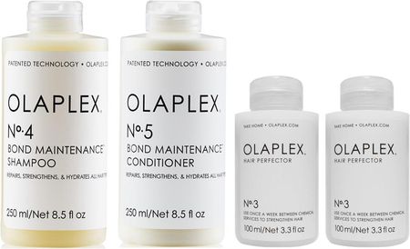 Olaplex Bond Maintenance + Hair Perfector Zestaw Olaplex No. 4 szampon 250ml + Olaplex No. 5 odżywka 250ml + 2x Hair Perfector NO 3 regeneracja 100m