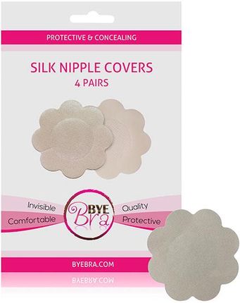 Nakładki materiałowe na sutki - Bye Bra Silk Nipple Covers Nude 4 pary