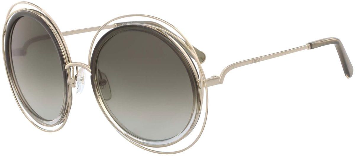 Lunettes De Soleil Chloé CE120S-775 - Monture Dorée, Verres Verts - Femme, Style Ronde - Neuf Avec étiquettes