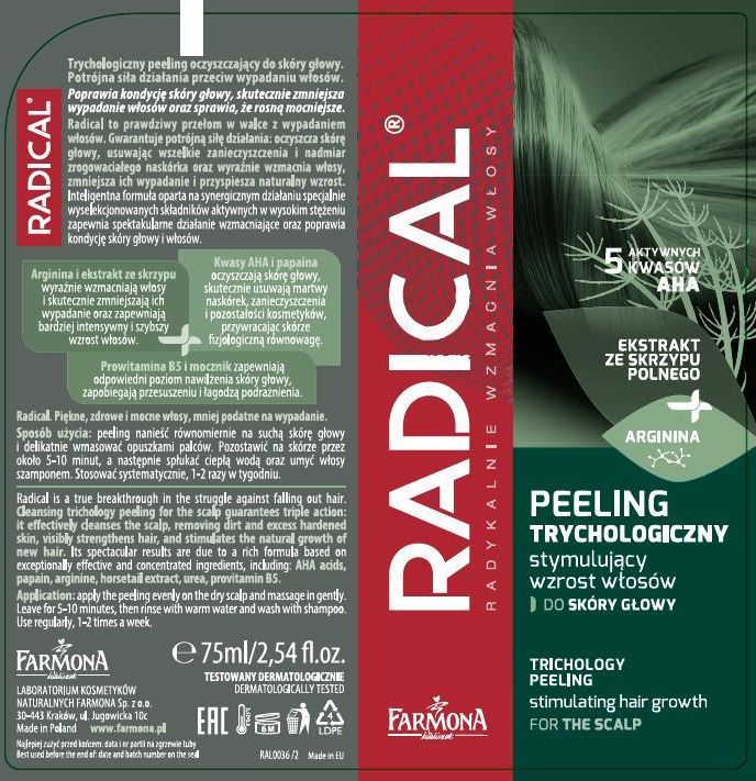 FARMONA RADICAL Peeling trychologiczny stymulujący wzrost włosów 75ml