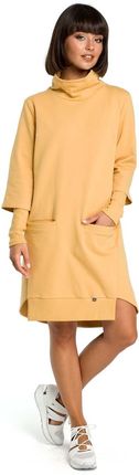 Żółta Dresowa Asymetryczna Sukienka z Golfem MOE