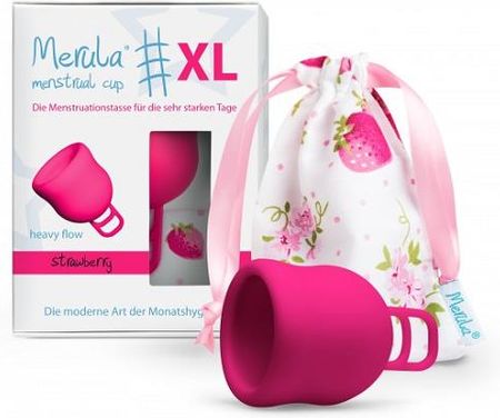 MERULA CUP XL bardzo POJEMNY kubeczek menstruacyjny STRAWBERRY 1szt