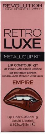 Makeup Revolution Retro Luxe Metallic Lip Kit konturówka + błyszczyk Empire