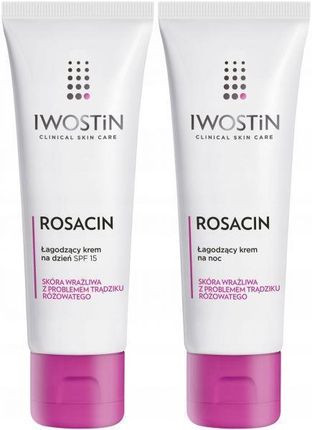 IWOSTIN Rosacin krem łagodzący skórę z trądzikiem różowatym SPF15 na dzień 40ml + krem na noc 40ml