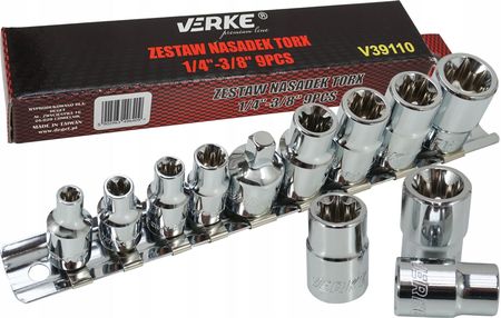 Verke Zestaw Nasadek Torx 1/4"-3/8" 9El Premium Line V39110