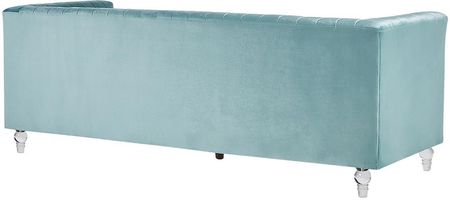 Beliani Sofa 3-osobowa jasnoniebieska tapicerowana welurowa ozdobne przezroczyste nóżki Arvika - zdjęcie 4