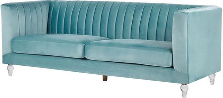 Beliani Sofa 3-osobowa jasnoniebieska tapicerowana welurowa ozdobne przezroczyste nóżki Arvika - zdjęcie 2