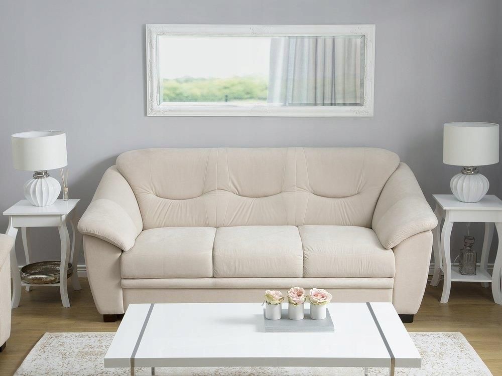 Beliani Sofa Tapicerowana Trzyosobowa Beżowa Stavanger ...