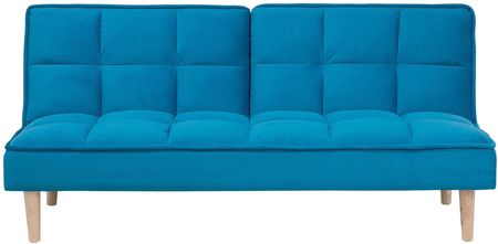 Beliani Trzyosobowa sofa rozkładana pikowana niebieska styl skandynawski Siljan