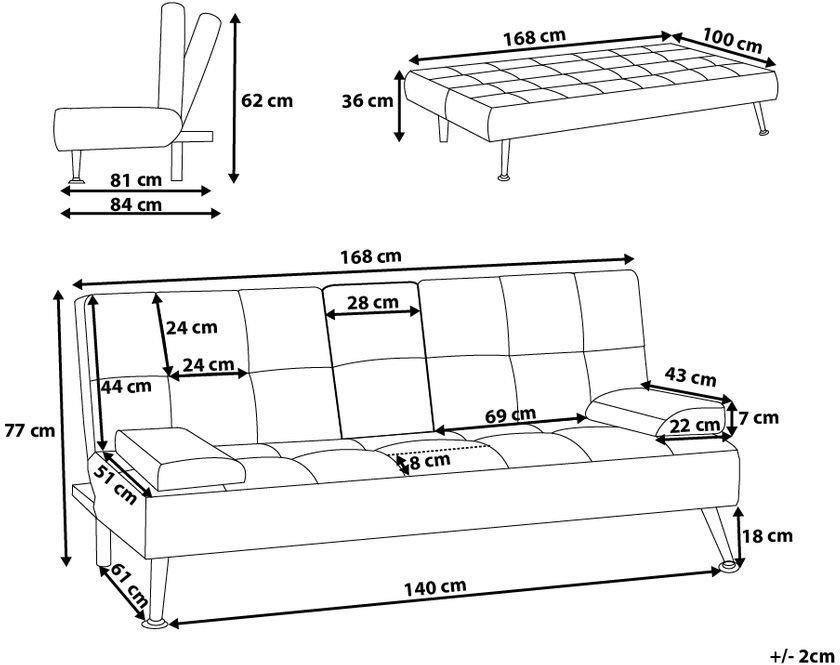 Beliani Rozkładana Tapicerowana Sofa Roxen Jasnoszara 92173