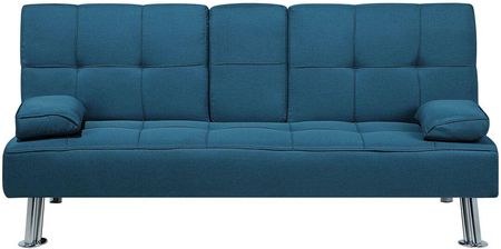 BELIANI Sofa rozkładana z funkcją spania 3-osobowa stolik w oparciu niebieska Roxen