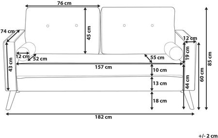Beliani Sofa w stylu retro tapicerowana dwuosobowa pikowana niebieska tkanina Kalmar - zdjęcie 2