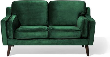 BELIANI Sofa kanapa dwuosobowa zielona drewniane nóżki welurowa retro Lokka