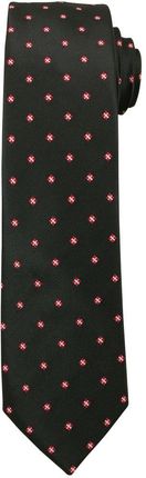 Czarny Elegancki Krawat Męski -Angelo di Monti- 6 cm, w Czerwone Figury Geometryczne KRADM1481