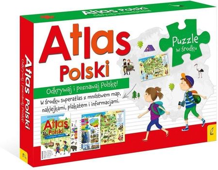 Atlas Polski - Atlas+Plakat z mapą+Puzzle Wilga 