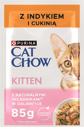 CAT CHOW Kitten Mokra karma dla kociąt z indykiem i cukinią w galaretce 85g