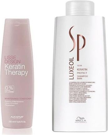 Alfaparf Keratin Therapy Maintenance and SP Luxe Oil Keratin wygładzająco-regenerujący odżywka 250ml + szampon 1000ml 